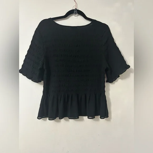 Torrid Black Smocked Peplum Blouse - Picture 7 of 7